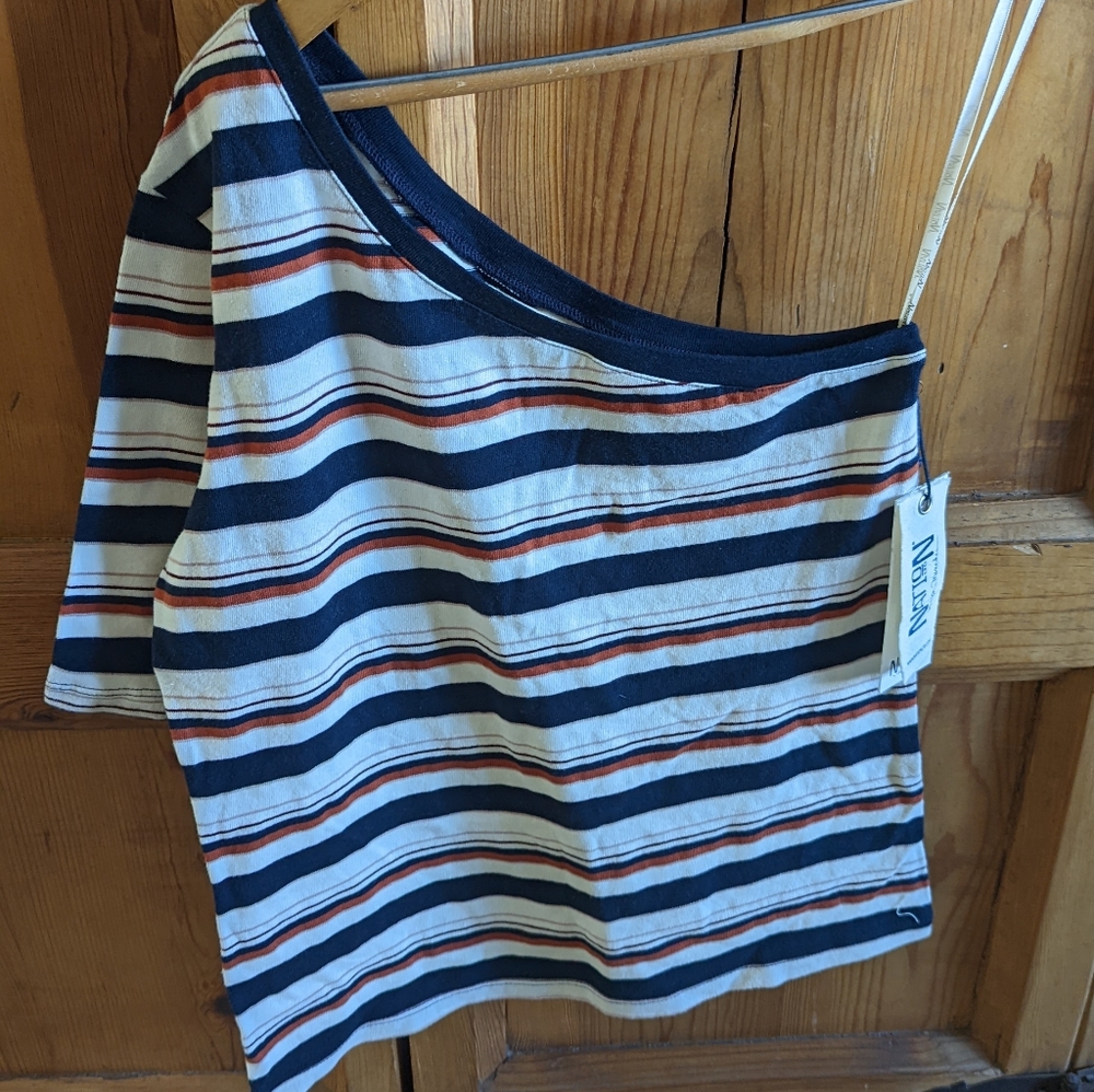 Whilshire One Shoulder Tee, striped, Nation LTD, women's small